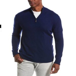QI navy CASHMERE ZIP PULLOVER